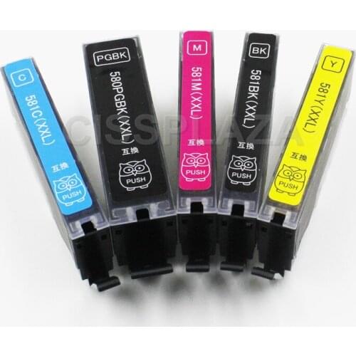 CISSPLAZA 5colors PGI-580 ink cartridge compatible for Canon TS705 TR7550 TR8550 TS6150 TS6151 TS6250 TS9550 TS9551C printer