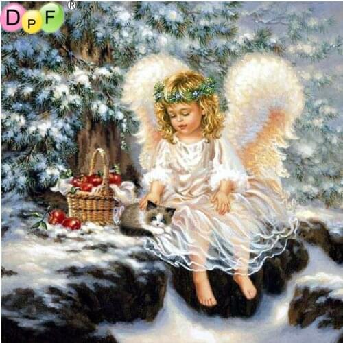 DPF full square diamond 5D DIY diamond painting angel embroidery cross stitch rhinestone mosaic painting home decoration gift
