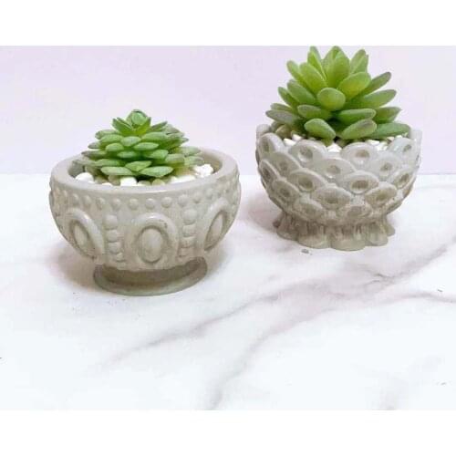 Euporean pattern Silicone Vase Mold Concrete Cement Pot Mold DIY Crystal Epoxy Mold New Style Table Decoration Bowl Mold