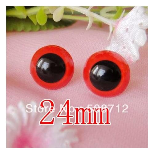 Fress ship!!!100pcs/lot 24mm Red color pupil toy eyes/ safety eyes with PLASTIC lock-washers/Doll toy doll eyes