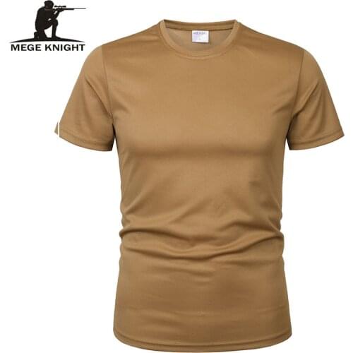 MEGE Brand Military Clothing Tactical Mens Tee Shirt Round Neck Solid Shirt Short Sleeve Breathable quick-drying Casual Shirt