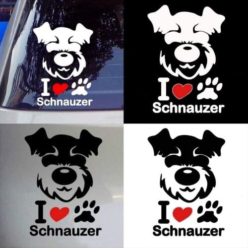 I Love Schnauzer Puppy Dog Cute Car Vehicle Reflective Decals Sticker Decoration наклейки на авто автомобильные товары Accessory