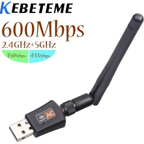 KEBETEME 600Mbps Wifi Adapter Dual Band 2.4G/ Wireless Network Adapter 802.11ac USB Wifi Adapter for Desktop/Laptop/PC