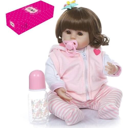 Decdeal 19inch 48cm Reborn Baby Doll Lifelike Silicone Vinyl Baby Dolls Perfect Gifts Toy with Short Hair Pig Vest Outfit