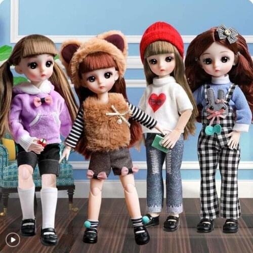 30cm Fashion BJD Doll 18 Movable Jointed DIY Bjd Dolls Princess Dress Toys BJD Casual Suit long Hair DIY Toy Gift for Girls