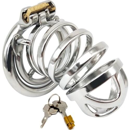 Male Cock Cage SEX TOYS FOR MEN Chastity Device Stainless Steel Anti Off Version Penis Lock Male Chastity Cage Metal Ring Penis