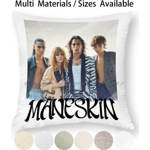 Maneskin Pillow Case Throw Pillow Cover Cotton Linen Flax Glamrock Digitalart Retrowave Aesthetic Citypop Colorpop Popcolor
