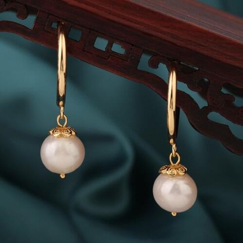 NEW 4 Season Classic Vintage Simple Delicate freshwater pearls Drop earrings Ethnic Chinese style Jewelry for womens
