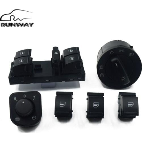 New Power Mirror Switch Headlight Switch Window Switch Button 6PCS/SET For Volkswagen VW Jetta MK5 golf 5 6 tiguan passat b6 CC