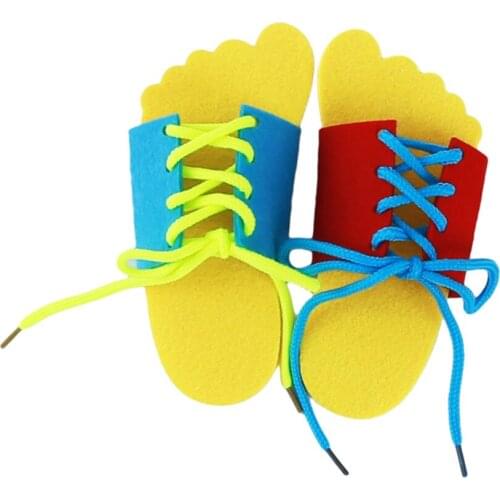 Ruiwjx Clever Children Wooden Lacing Shoes Kids Early Educational Toy Toddler Kids Teaching Tie Shoelaces Toy