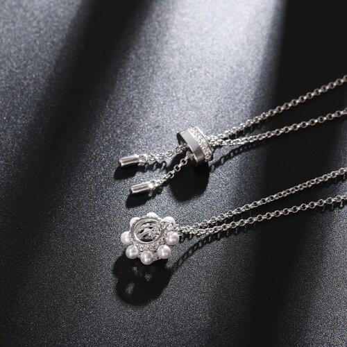 Ins Hot Sale New Arrive Zirconia Pearl Necklace Charm Bling Cz Rose Silver Color Jewelry Pendant Bijoux For Women Girl Zk30