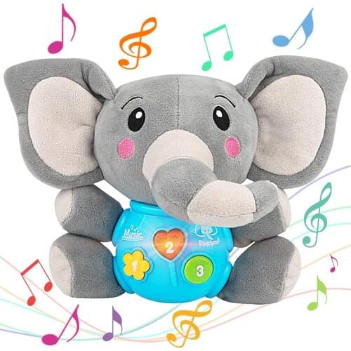 Plush Elephant Music Baby Toy 0 3 6 9 12 Months Old, Cute Stuffed Animal Luminous , Suitable for Babies, Boys and Girls Infants