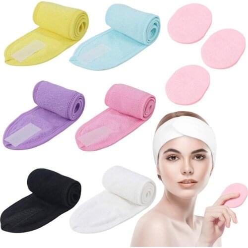 Eyelashes Extension Spa Facial Headband Wrap Head Terry Cloth Headband Make Up Stretch Towel with Magic Tape Makeup Accessories