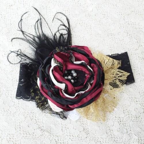 Free Shipping Big Burned Flower Girl Headband Kids Hair Accessories Photo Prop
