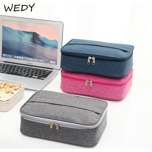 Rectangular Lunch Box Bag Oxford Portable Lunch Bag Meal Insulated Lunch Box Solid Color Women Thickening Picnic Food Storage