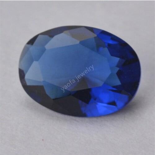 Sale 2x3~15x20mm 5A Dark Blue Sapphir-e Color Glass Beads Oval Shape Brilliant Cut Loose Synthetic Glass Gems Stone For Jewelry