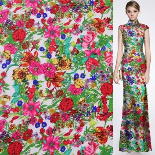 Colorful flower print silk Crepe DE chine fabric 16momme 138cm width,SCDC815