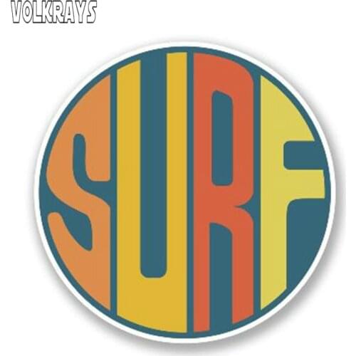 Volkrays Creative Car Sticker Surf Surfing Surfboard Vinyl Sunscreen Creative Waterproof Decal Decoration Accessories,13cm*13cm