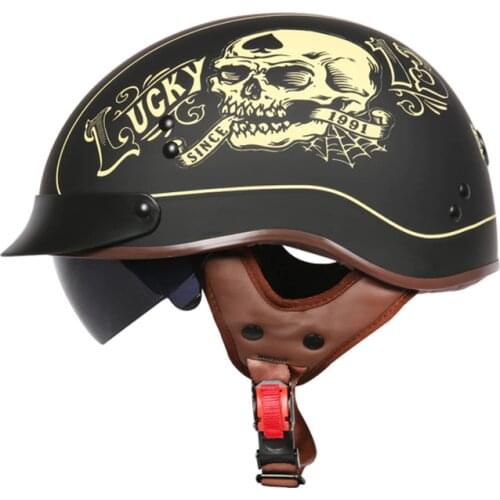TORC T55 Vintage half helmet Summer motorcycle helmet Retro scooter helmet Lucky 13 Cool Skull moto casco DOT approved capacete