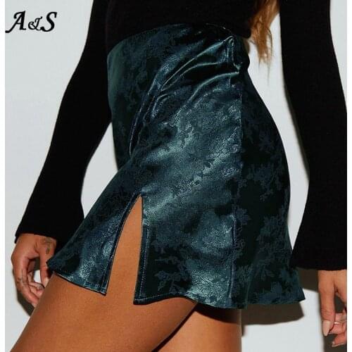 Anbenser Jacquard Mini Skirt Women Vintage Casual Printed Skirts Chic High Waist Zipper Short Skirt Female Splits Pencil Faldas