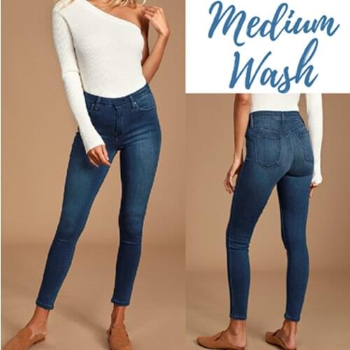 Women Legs Shaping Leggings Fake Jeans Pants Pull-on Skinny Elastic Trousers HSJ88