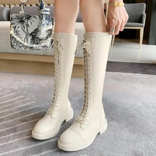Womens boots womens autumn 2021 new fashion British style high-barrel thick-heeled boots but knee small knight boots