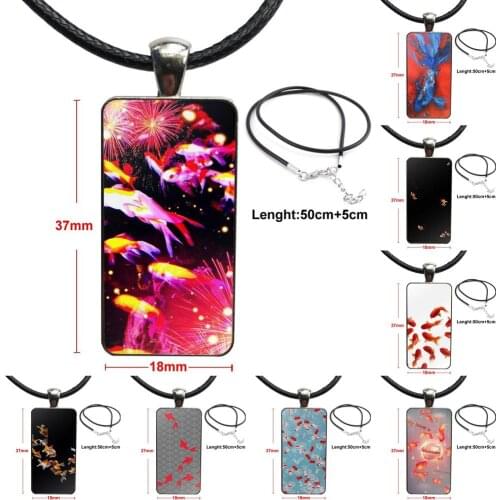 Goldfish For Girls Handmade Gift Fashion Glass Cabochon Pendant Necklace With Women Steel Plated Statement Jewelry