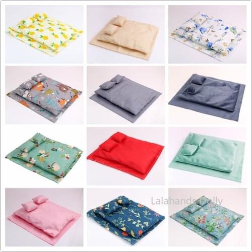 1:12Dollhouse Mini Minimized Single Bed, Pillow Three-piece Model for Dollhouse Furniture Bedroom Accessories
