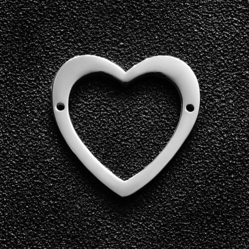 2Pcs/lot Mirror Polished Stainless Steel Hollow Heart 23*23mm Charms Jewelry Women DIY Love Heart Charm Pendants
