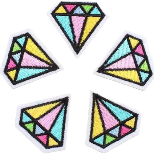 10pcs Embroidered Diamond Patch Iron On Sewing Stickers for Clothing Decoration DIY Bags Shoes Pants Appliques Fabric Badge