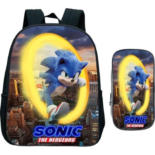 2 Pcs/set SONIC RACING Backpack Kids Small Bags Children School Bags Boys Girls Primary Kindergarten Mochilas