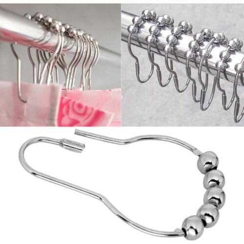 3 Pcs Steel Curtain Hooks Bath Curtain Rollerball Shower Curtain Rings Hooks Storage Holders Organizer Household