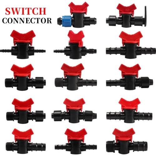 5PCS Drip Irrigation Connectors Mini Valve 1/2" 3/4" Male Thread To 16mm 20mm Pipe Water Switch Garden 4/7mm 8/11mm Hose Barbed