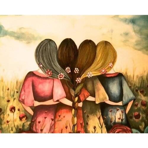 5D DIY Four Sisters Hair Braid Diamond Painting Full Drill Embroidery Cross Stitch Mosaic Craft Kit Home Decor Christmas Gift