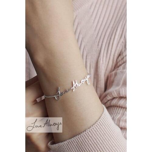 Personalized Handwritten Bracelets For Women Graffiti Jewelry Stainless Steel Custom Picture Signature Bracelet Femme Kids Gifts