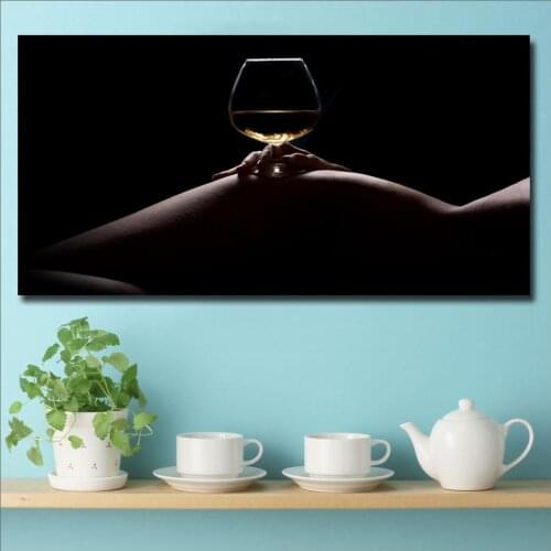 Black Sexy Body Women Wine Oil Painting on Canvas Painting Portrait Art Pictures for Living Room Home Wall Decoration Unframed