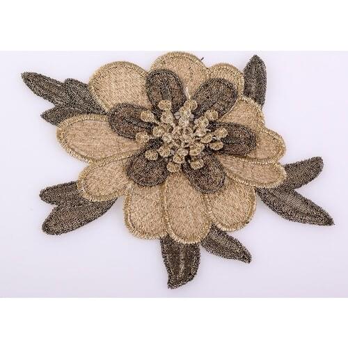 Cusack 2 pieces Embroidered Lace Applique Trim for Costumes Home Textiles Sofa Covers Trimmings Sewing Brown Orange Lace Fabric