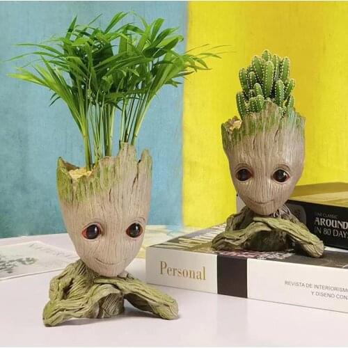 Baby Groot pens Holder Flower Pot Groot Planter Garden Pots Super Cute Flowerpot Treeman Baby Groot Succulent Guardians