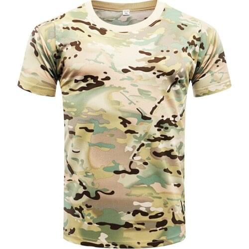 Summer Tactical T Shirt Army Military Camo T-shirt Outdoor Hiking Hunting Camping Clothes Men Breathable Quick Dry Tee XXXL