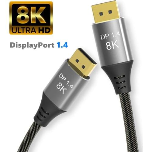 DisplayPort 1.4 Alloy Cable 8K DP to DP Cable 4K@144Hz 8K@60Hz Nylon Braided High Speed DP Cable Compatible with PC, Laptop, TV
