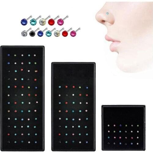 Stainless Steel Crystal Nose stud Set Women Girl Surgical Steel Nose Piercing Rhinestone Nose Stud ear bone Stud Body Jewelry