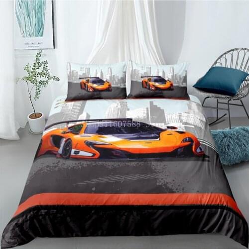 Racing Car Printed Duvet Cover With Pillowcase Bedding Set Single Double Twin Full Queen King Size Bed Set For Bedroome Textiles