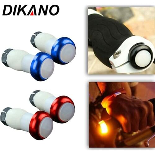 1 Pair Handlebar End Plug LED Light Turn Signal Cycling Safety Warning Lamp Styling Magnetic for Bike Motorbike Battery Powered