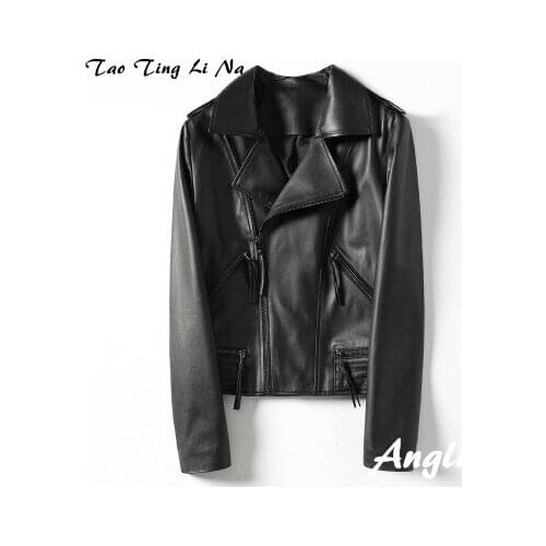 Top brand Spring 2020 Women Genuine Real Sheep Leather Jacket H25 high quality