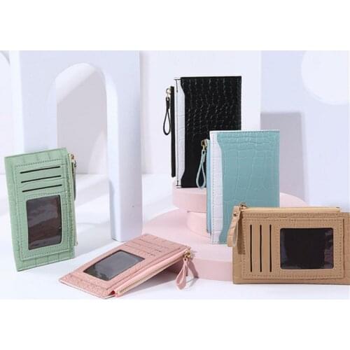 Fashion Women PU Leather Alligator Pattern Card Holder Casual Ladies Contrast Color Wallet Mini Coin Purse