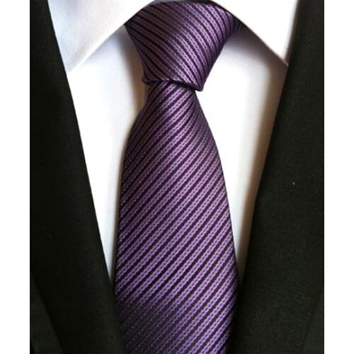 8cm Mens Woven Necktie Purple with Black Diagonal Striped Ties