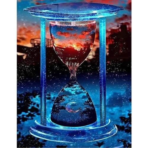 Round Diamond Full Diamond Diamond Painting Set Living Room Dining Room Decorative Painting Mural Hourglass Starry Sky