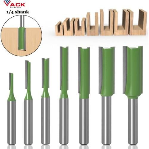 VACK 1/4 6mm Shank 2Flute Clean Straight Bit Woodworking Tools Router Bit Set For Wood Tungsten Carbide Endmill Milling Cutter