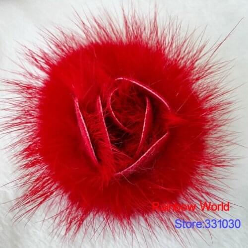 Real Genuine red Mink Fur Rose flower Brooch for coat corsage Fashion DIY accessories Mixed Colour 2 Pieces/lot