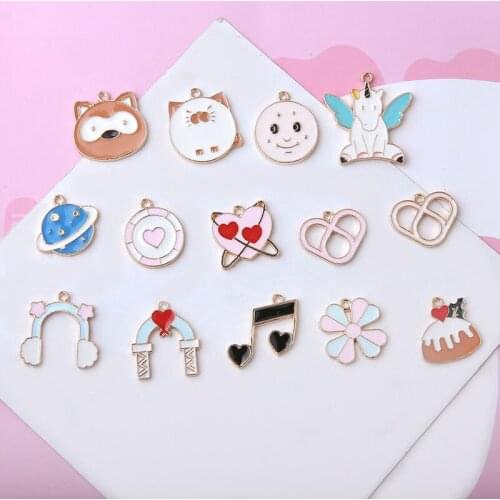 New 30pcs/lot color alloy drop oil material fashion animal/round/hearts shape charms diy jewelry earrings/necklace pendants